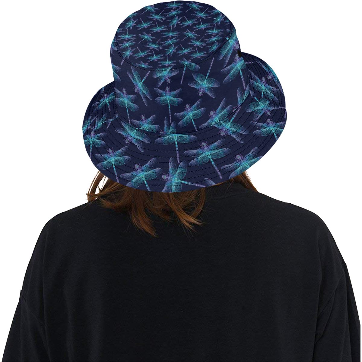 Dragonfly Hand Drawn Style Print Unisex Bucket Hat
