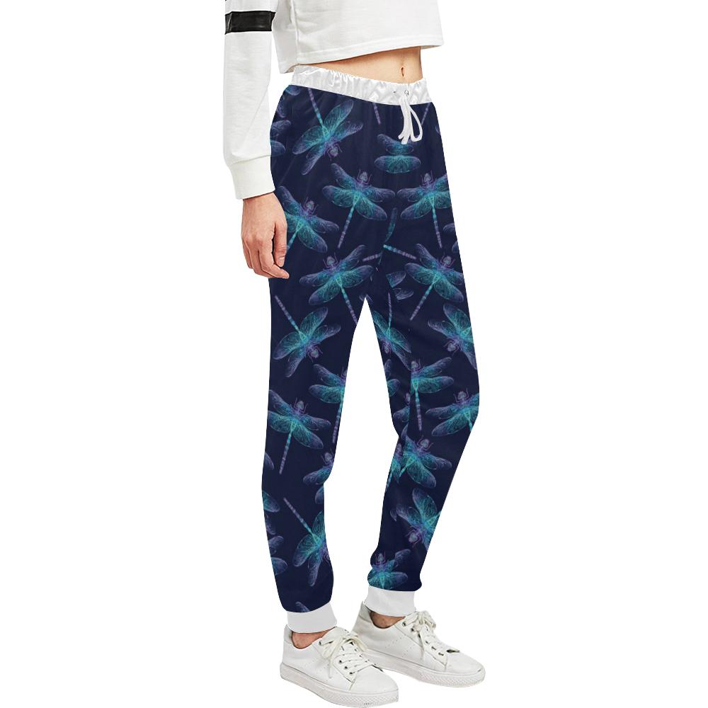 Dragonfly Hand Drawn Style Print Unisex Casual Sweatpants (Model L11)-JTAMIGO.COM