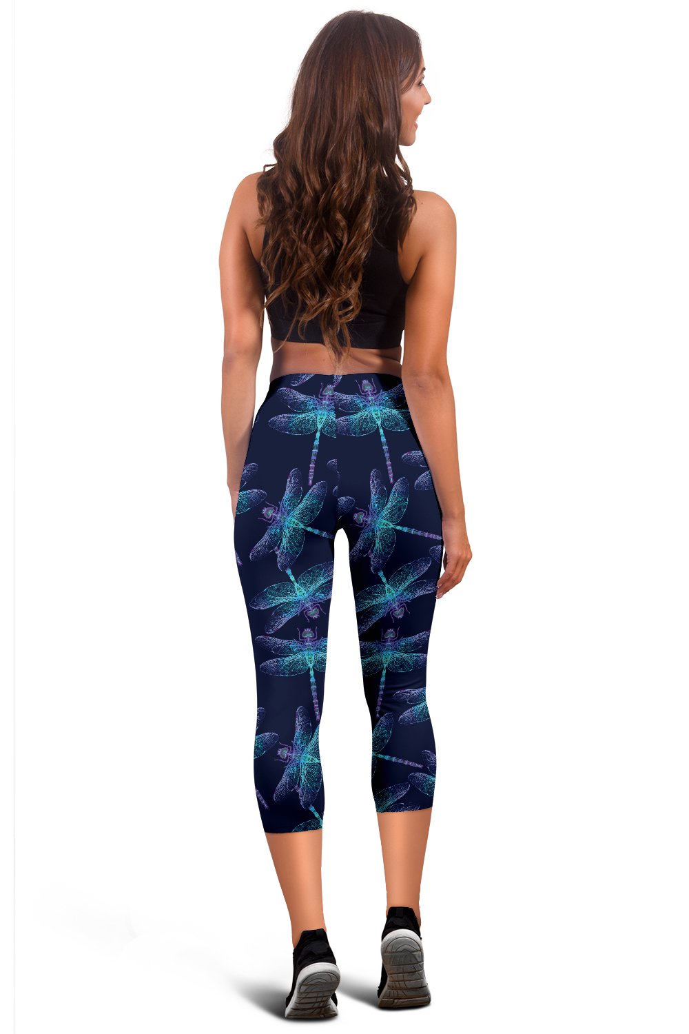 Dragonfly Hand Drawn Style Print Women Capris