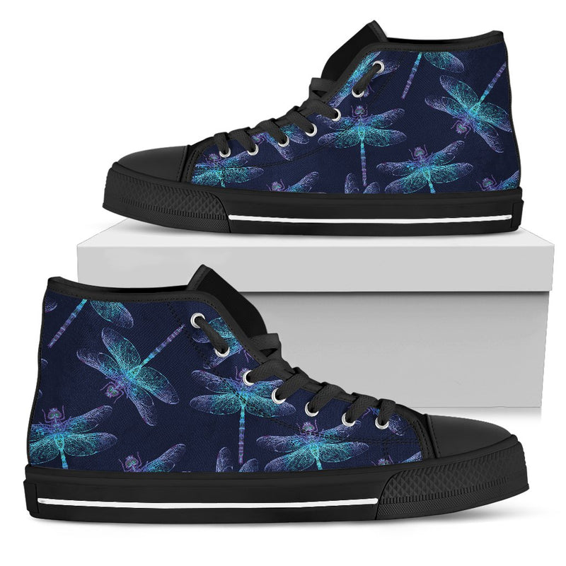 Dragonfly Hand Drawn Style Print Women High Top Shoes