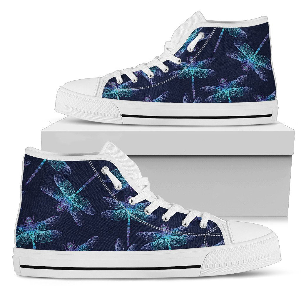 Dragonfly Hand Drawn Style Print Women High Top Shoes