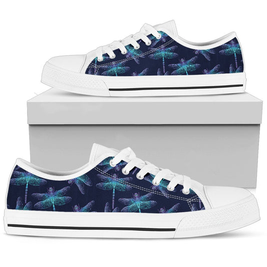 Dragonfly Hand Drawn Style Print Women Low Top Shoes