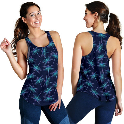 Dragonfly Hand Drawn Style Print Women Racerback Tank Top