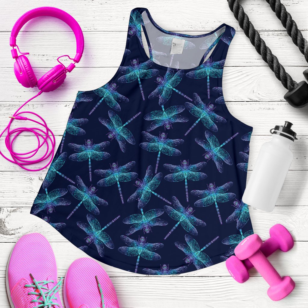 Dragonfly Hand Drawn Style Print Women Racerback Tank Top