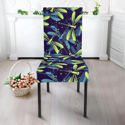 Dragonfly Lime Blue Print Pattern Dinning Chair Slipper-JTAMIGO.COM