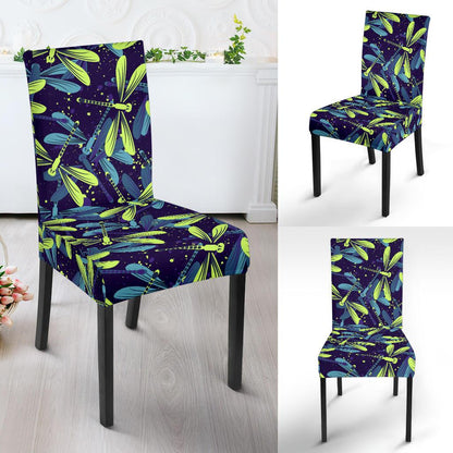 Dragonfly Lime Blue Print Pattern Dinning Chair Slipper-JTAMIGO.COM
