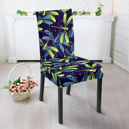 Dragonfly Lime Blue Print Pattern Dinning Chair Slipper-JTAMIGO.COM