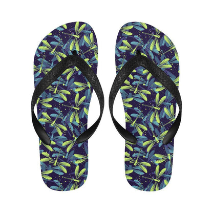 Dragonfly Lime Blue Print Pattern Flip Flops-JTAMIGO.COM