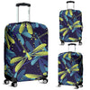 Dragonfly Lime Blue Print Pattern Luggage Cover Protector