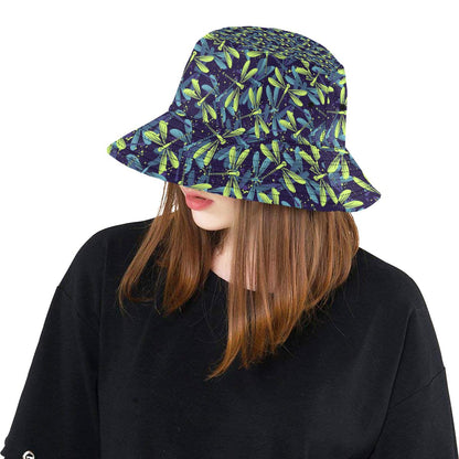 Dragonfly Lime Blue Print Pattern Unisex Bucket Hat