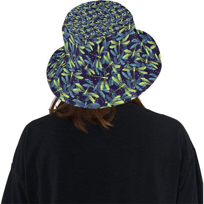 Dragonfly Lime Blue Print Pattern Unisex Bucket Hat