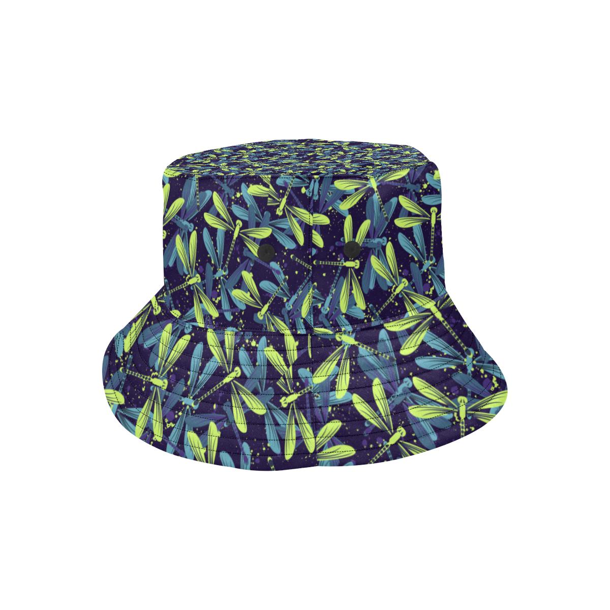 Dragonfly Lime Blue Print Pattern Unisex Bucket Hat