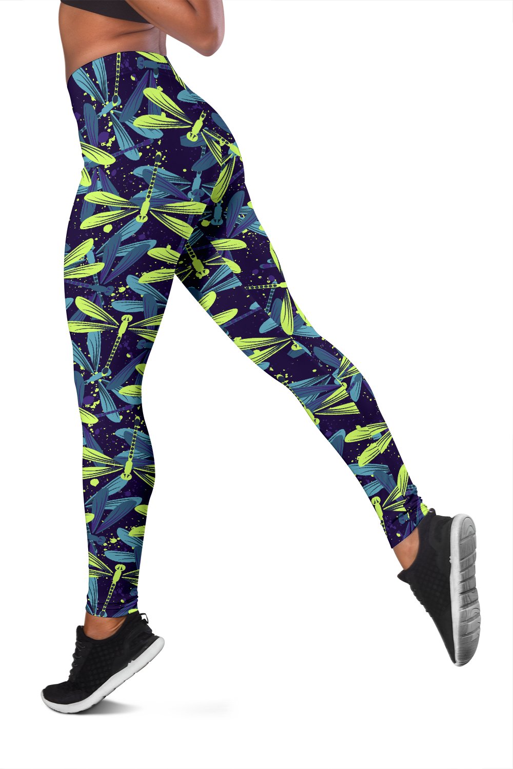 Dragonfly Lime Blue Print Pattern Women Leggings