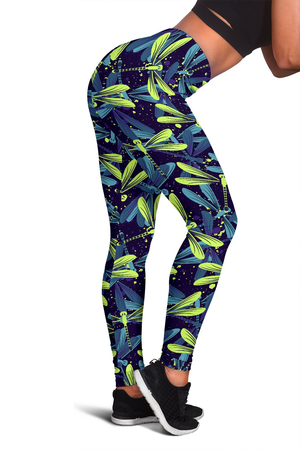 Dragonfly Lime Blue Print Pattern Women Leggings
