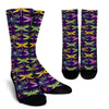 Dragonfly Neon Color Print Pattern Crew Socks