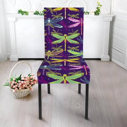 Dragonfly Neon Color Print Pattern Dinning Chair Slipper-JTAMIGO.COM
