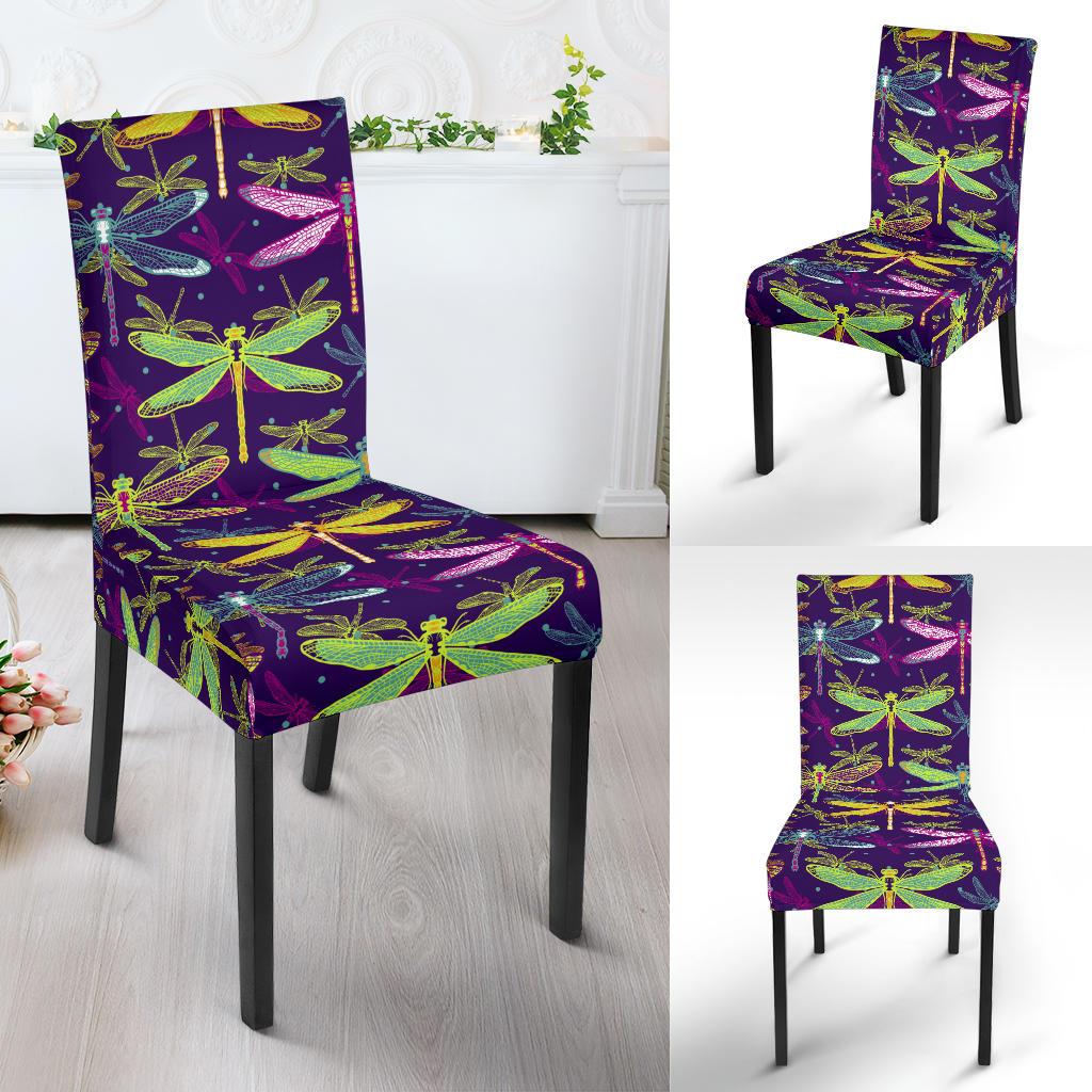 Dragonfly Neon Color Print Pattern Dinning Chair Slipper-JTAMIGO.COM