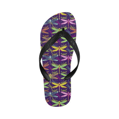 Dragonfly Neon Color Print Pattern Flip Flops-JTAMIGO.COM
