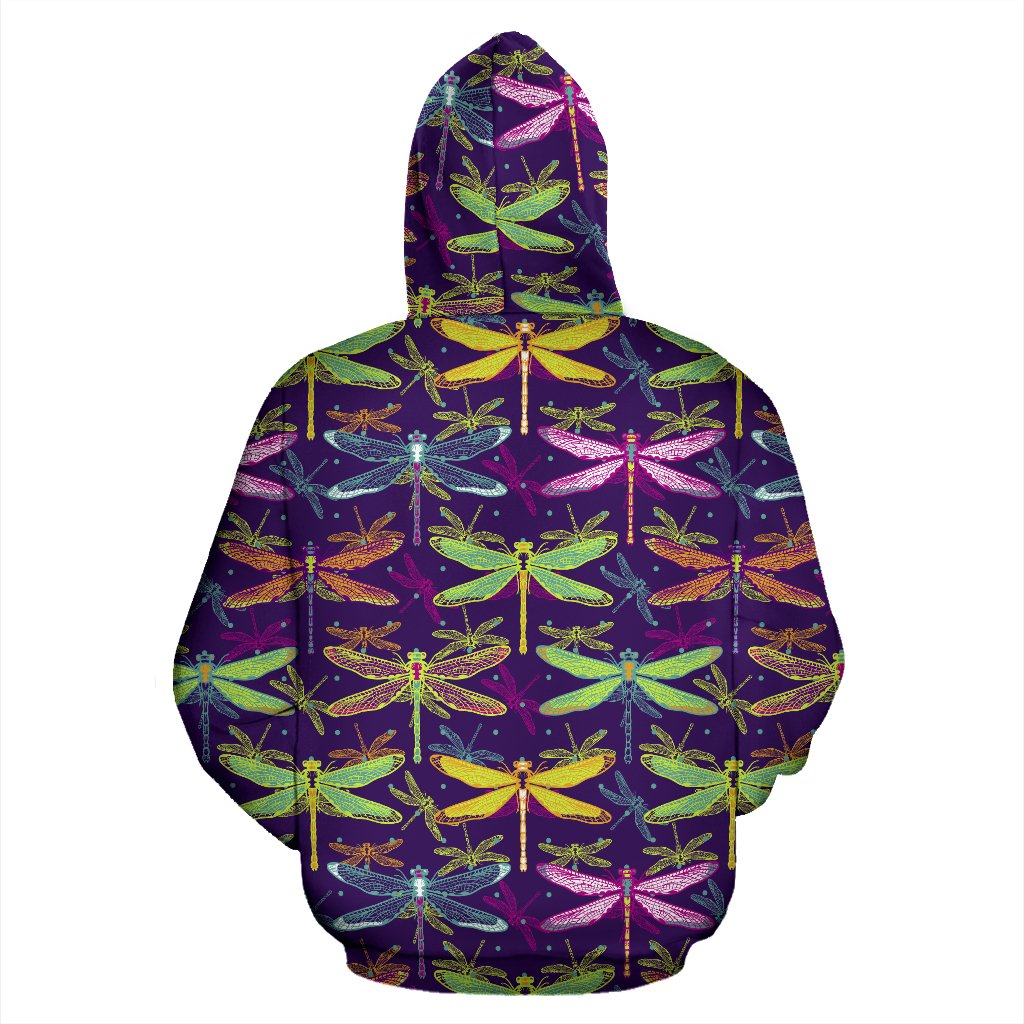 Dragonfly Neon Color Print Pattern Pullover Hoodie