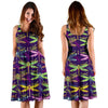 Dragonfly Neon Color Print Pattern Sleeveless Dress