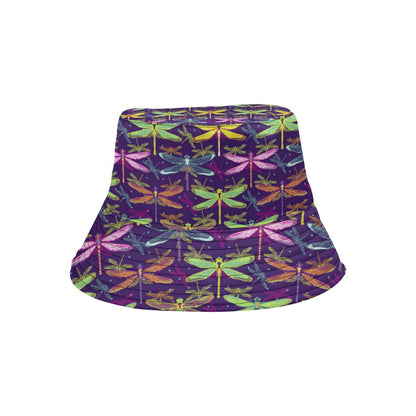Dragonfly Neon Color Print Pattern Unisex Bucket Hat