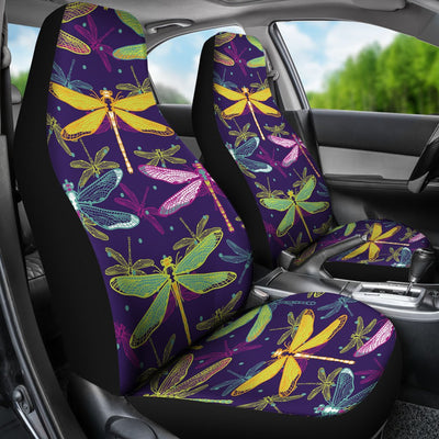 Dragonfly Neon Color Print Pattern Universal Fit Car Seat Covers