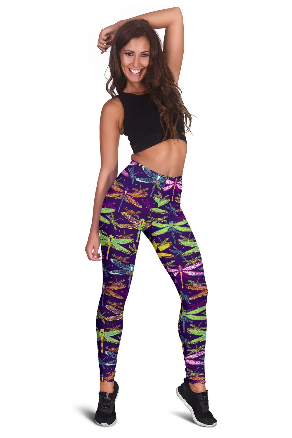 Dragonfly Neon Color Print Pattern Women Leggings