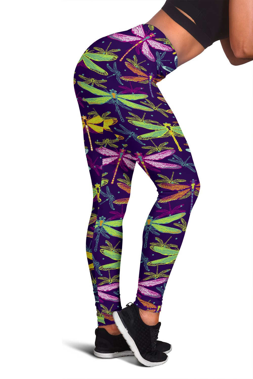 Dragonfly Neon Color Print Pattern Women Leggings