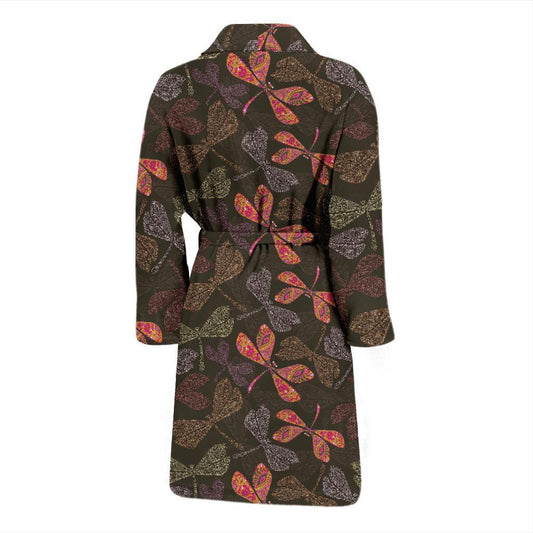 Dragonfly Pattern Print Design 02 Men Bathrobe-JORJUNE.COM