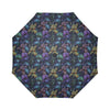 Dragonfly With Floral Print Pattern Automatic Foldable Umbrella