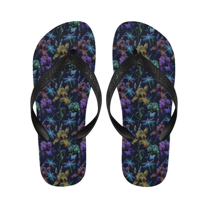 Dragonfly With Floral Print Pattern Flip Flops-JTAMIGO.COM