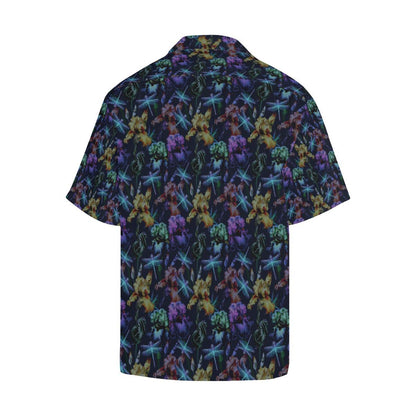 Dragonfly With Floral Print Pattern Men Aloha Hawaiian Shirt