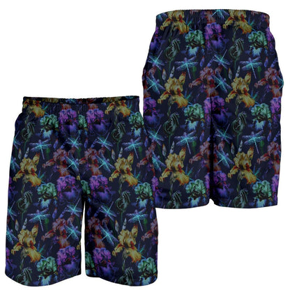 Dragonfly With Floral Print Pattern Mens Shorts-JTAMIGO.COM