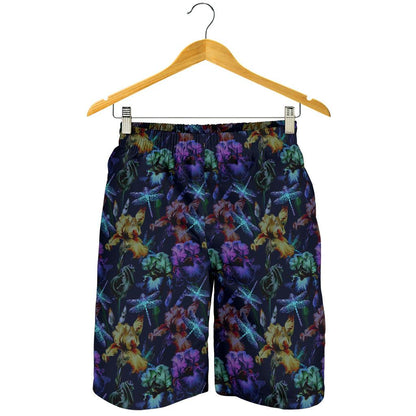 Dragonfly With Floral Print Pattern Mens Shorts-JTAMIGO.COM