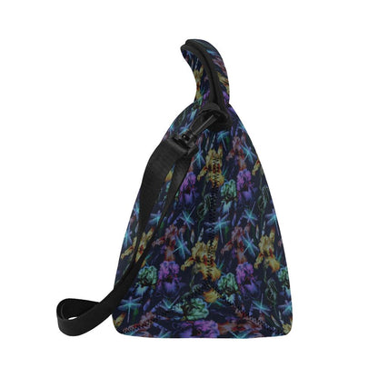 Dragonfly With Floral Print Pattern Neoprene Lunch Bag (Model 1669)(Large)-JTAMIGO.COM
