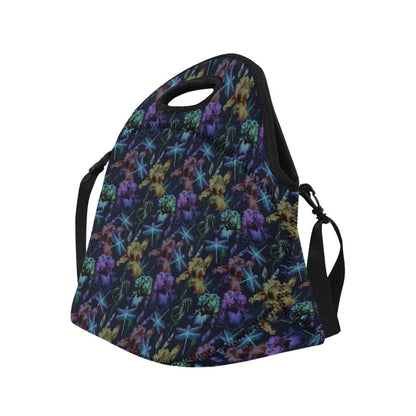 Dragonfly With Floral Print Pattern Neoprene Lunch Bag (Model 1669)(Large)-JTAMIGO.COM