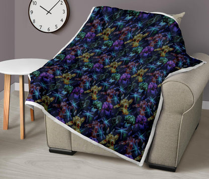Dragonfly With Floral Print Pattern Premium Quilt-JTAMIGO.COM