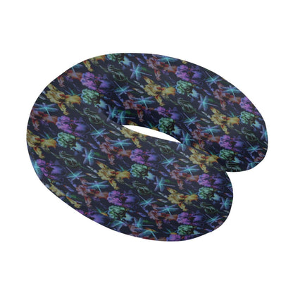 Dragonfly With Floral Print Pattern U-Shaped Travel Neck Pillow-JTAMIGO.COM