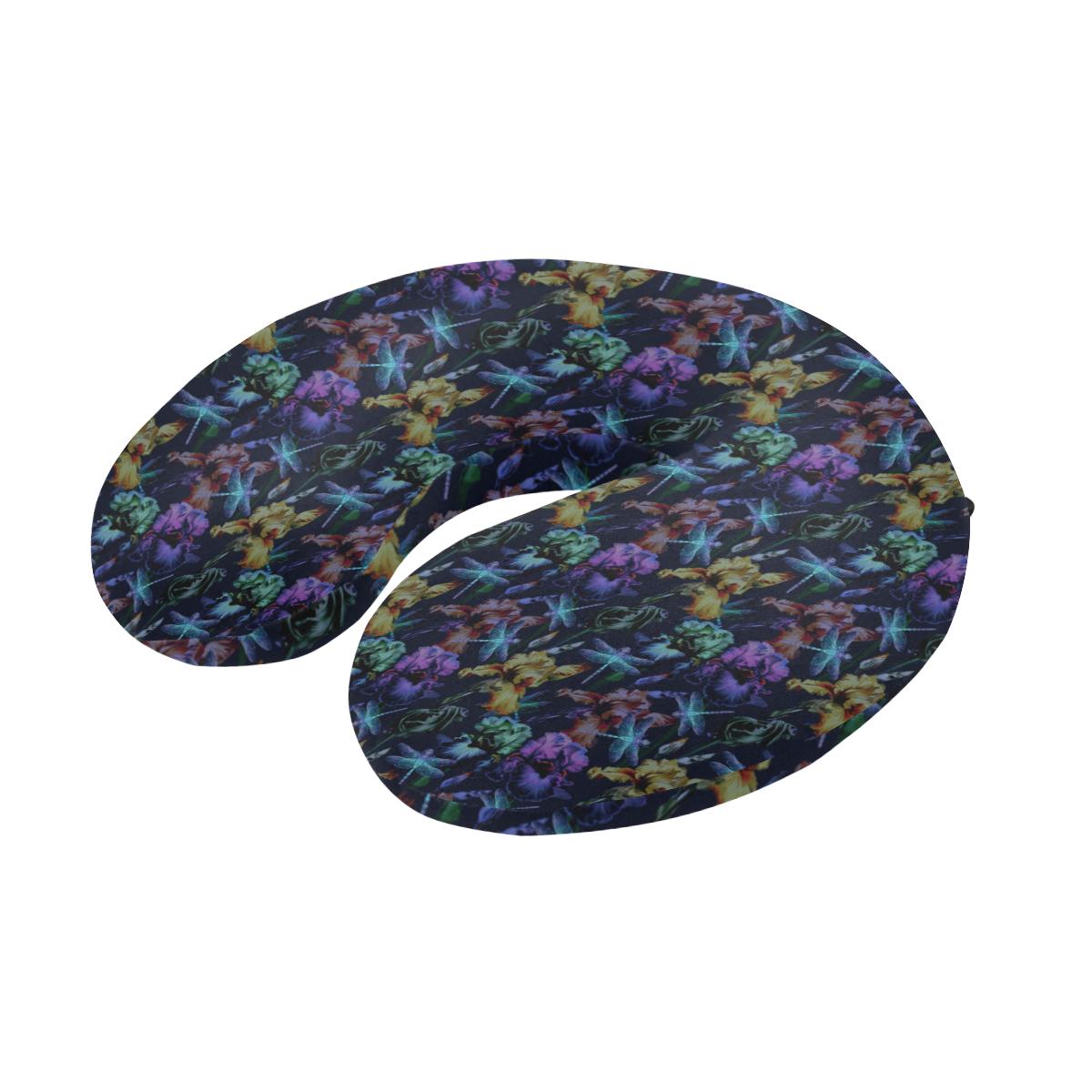 Dragonfly With Floral Print Pattern U-Shaped Travel Neck Pillow-JTAMIGO.COM