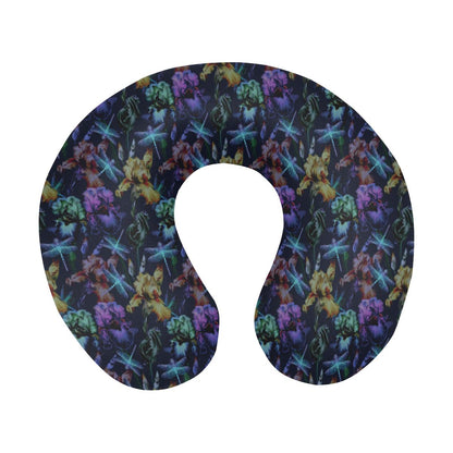 Dragonfly With Floral Print Pattern U-Shaped Travel Neck Pillow-JTAMIGO.COM