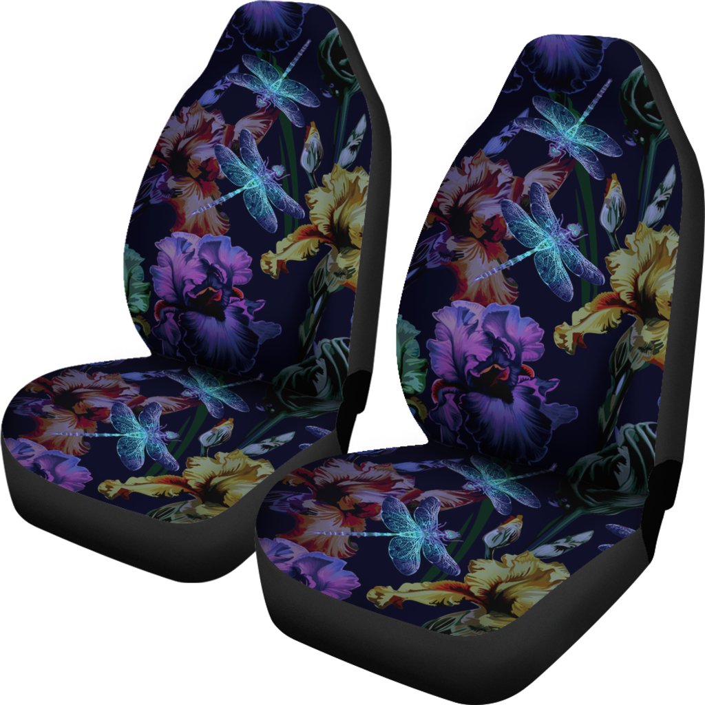 Dragonfly With Floral Print Pattern Universal Fit Car Seat Covers