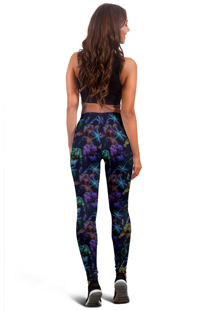 Dragonfly With Floral Print Pattern Women Leggings