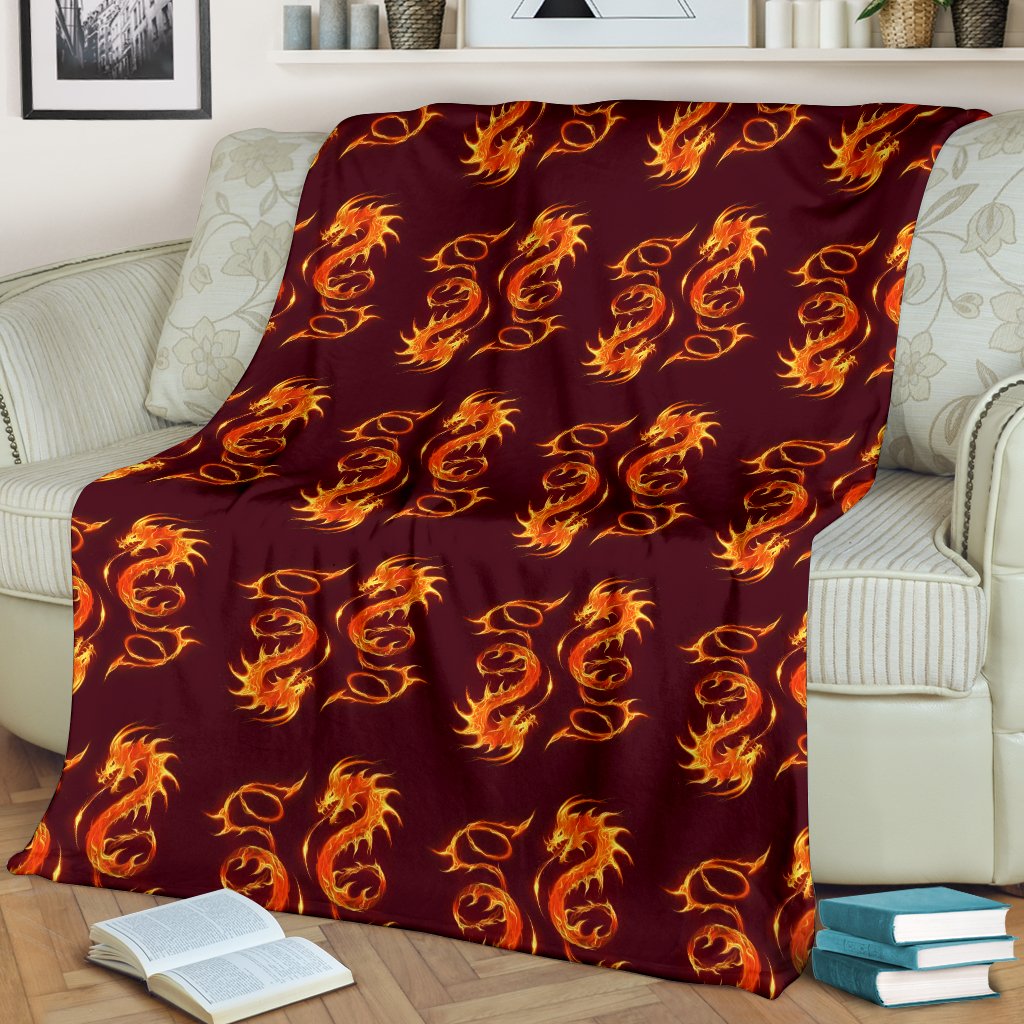 Dragons Fire Design Fleece Blanket
