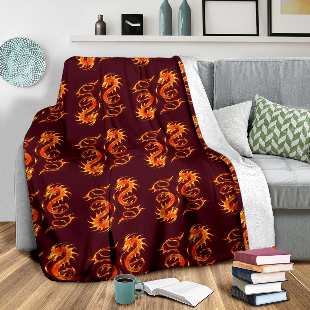 Dragons Fire Design Fleece Blanket