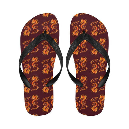 Dragons Fire Design Flip Flops-JTAMIGO.COM