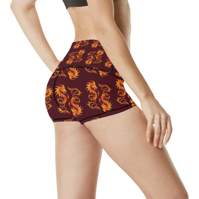 Dragons Fire Design High Waisted Spandex Shorts-JTAMIGO.COM