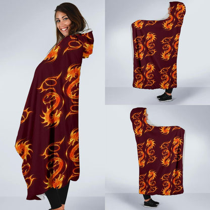 Dragons Fire Design Hooded Blanket-JTAMIGO.COM