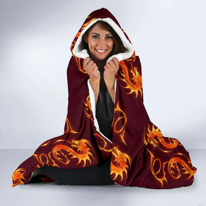Dragons Fire Design Hooded Blanket-JTAMIGO.COM