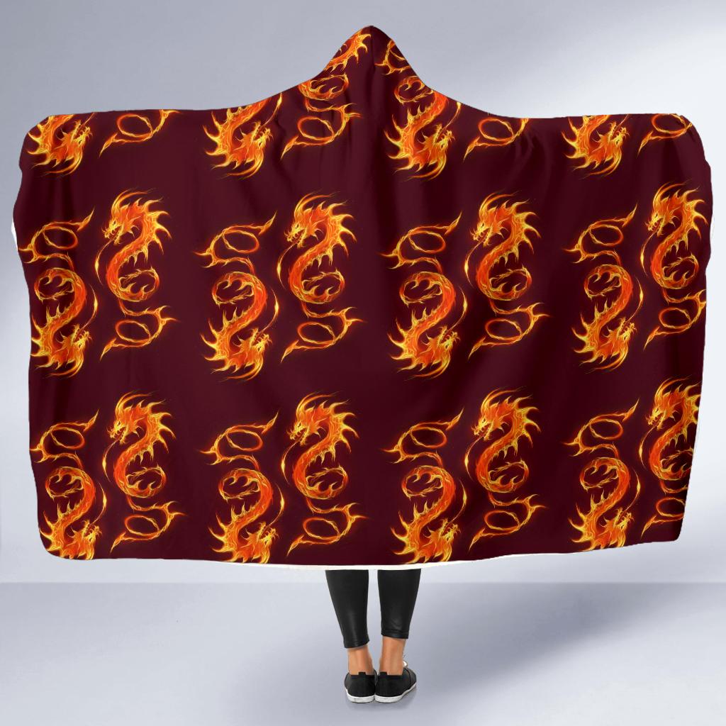 Dragons Fire Design Hooded Blanket-JTAMIGO.COM