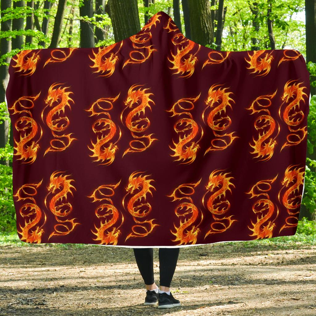 Dragons Fire Design Hooded Blanket-JTAMIGO.COM